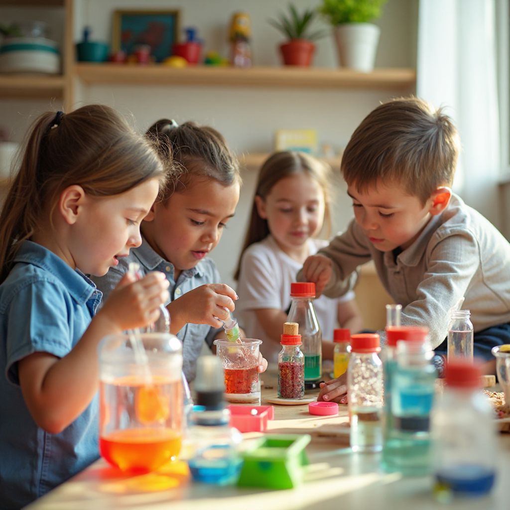 Children participating in STEAM learning activities