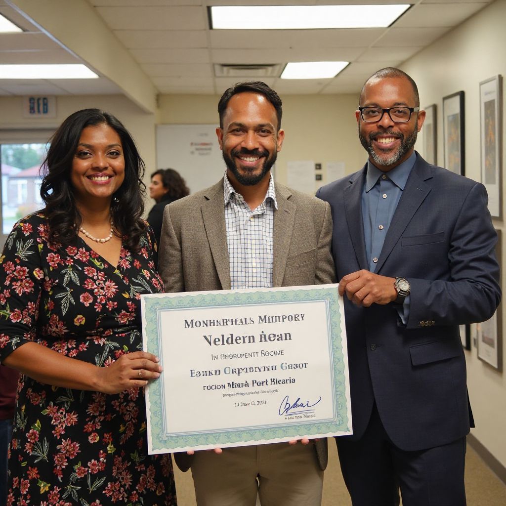 Community Impact Recognition certificate and community photos