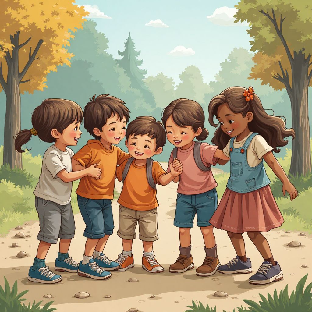 Children developing social skills through group activities