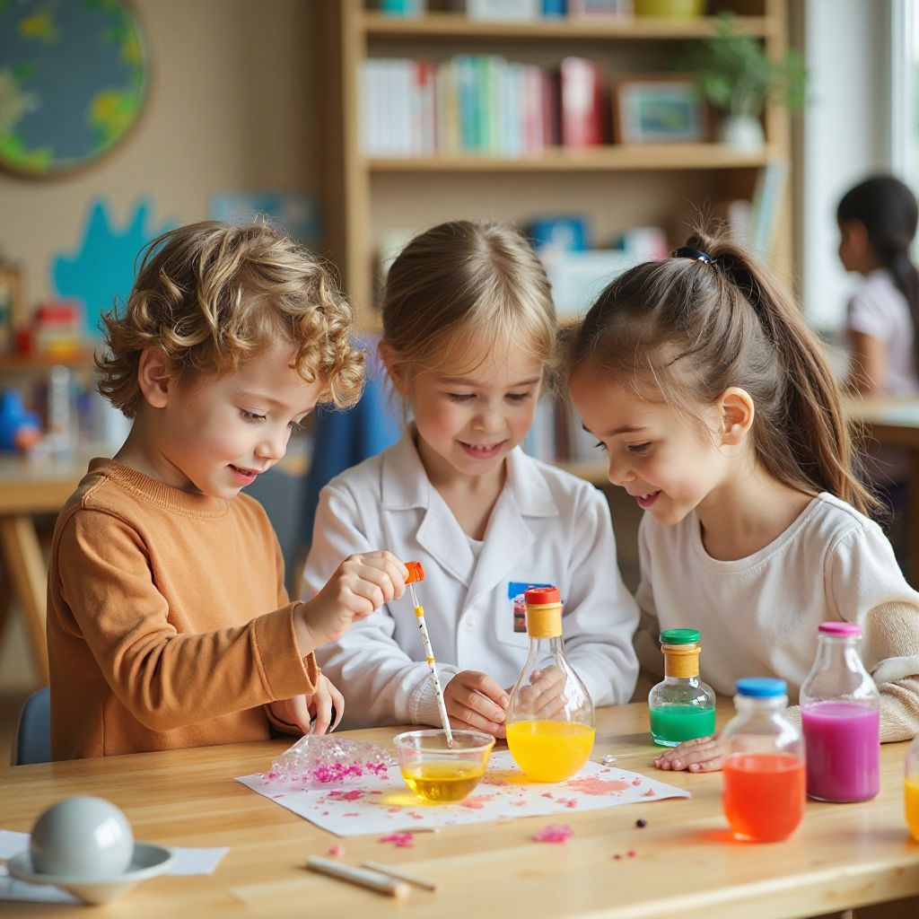 Children engaged in STEAM learning activities