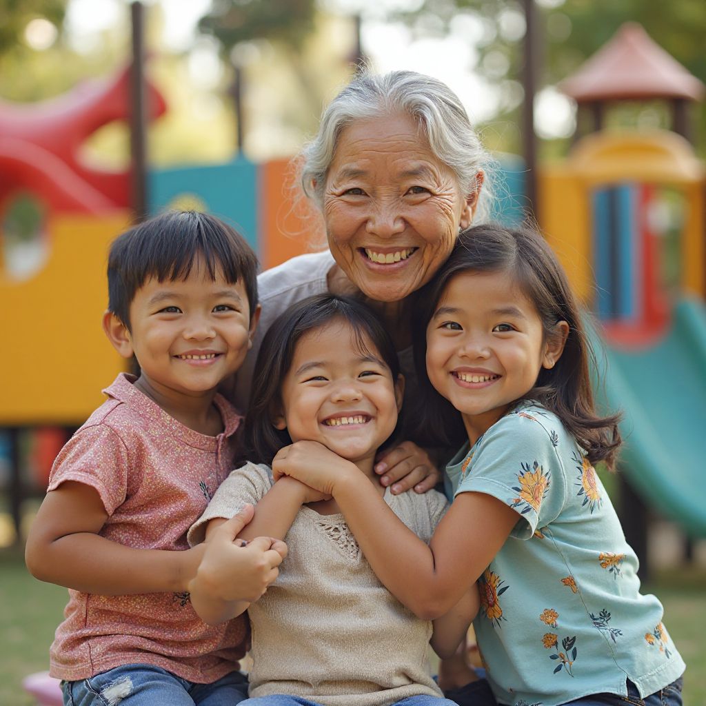 Linda Chang, grandmother with grandchildren